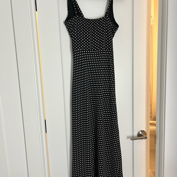 Veronica M Black & White Polka Dot Wrap Tie Maxi Dress High Low - Size S - Picture 3 of 3